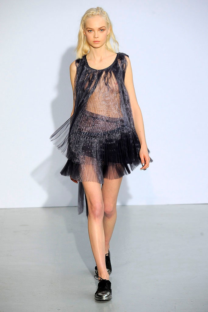 black gray pleated mini dress