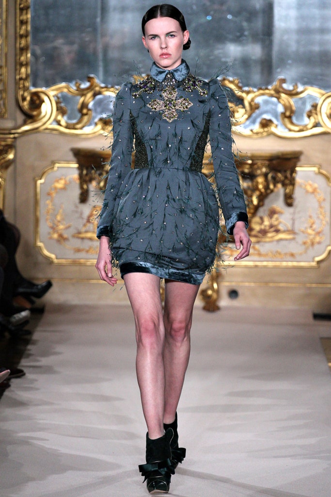 gray silk fitted dress