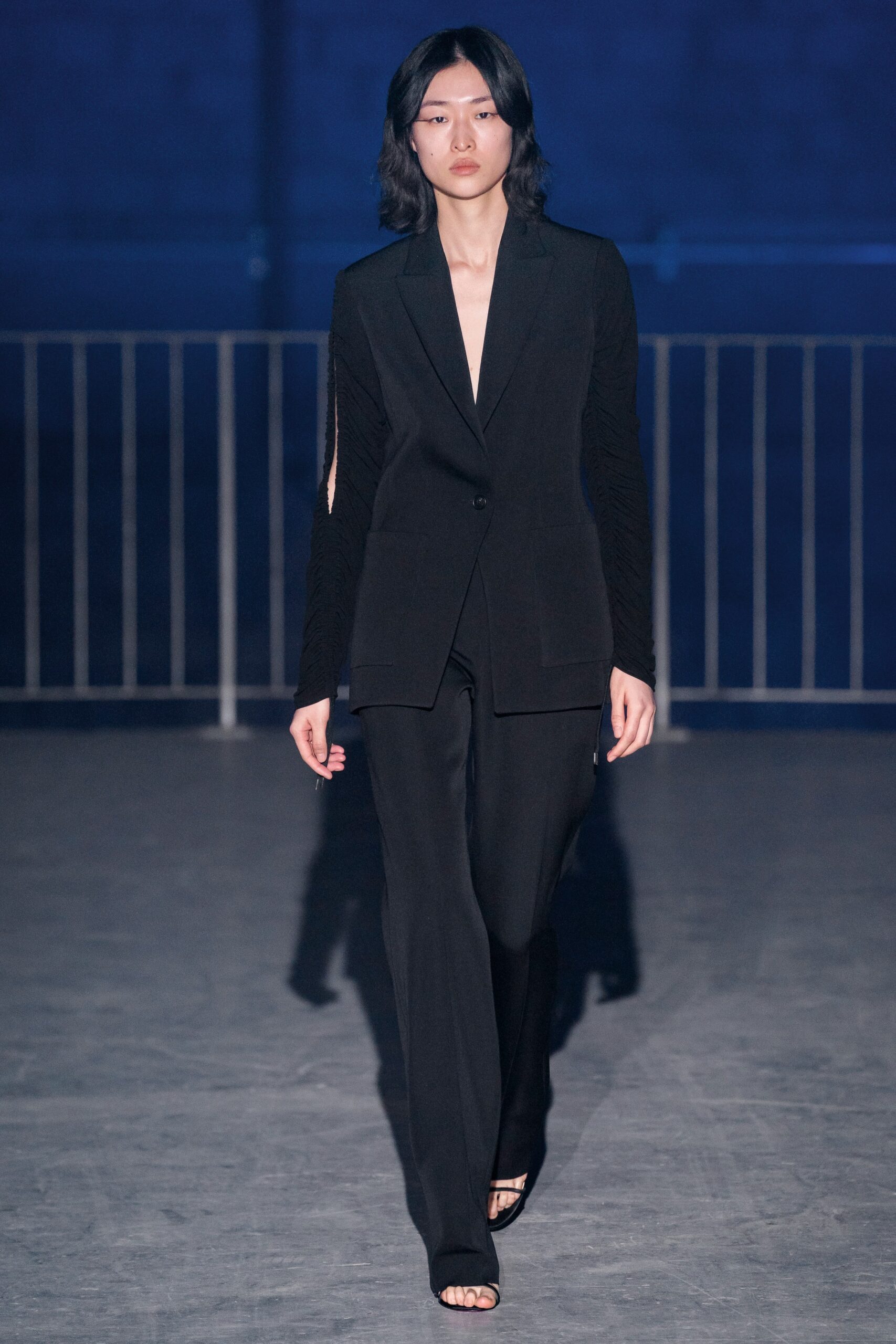 black tailored blazer and pants