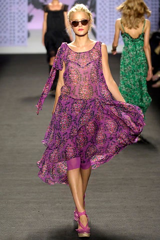 purple flowing layered dress