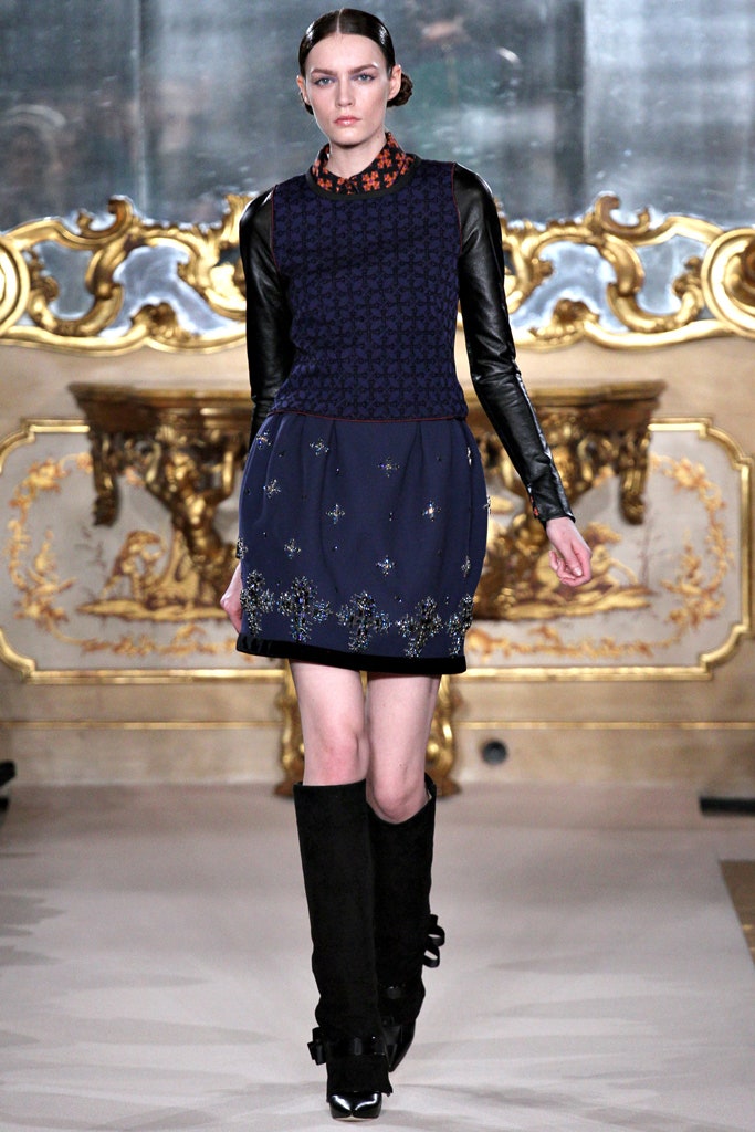 blue and black fitted dress