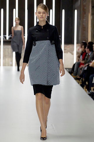 black and gray pleated dress