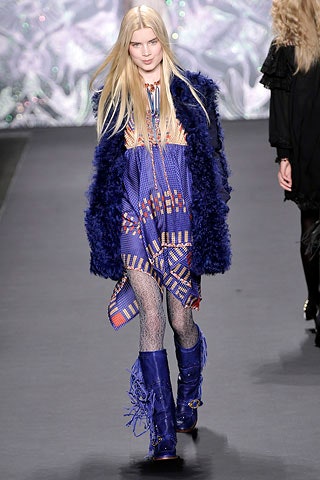 blue faux-fur oversized layered coat