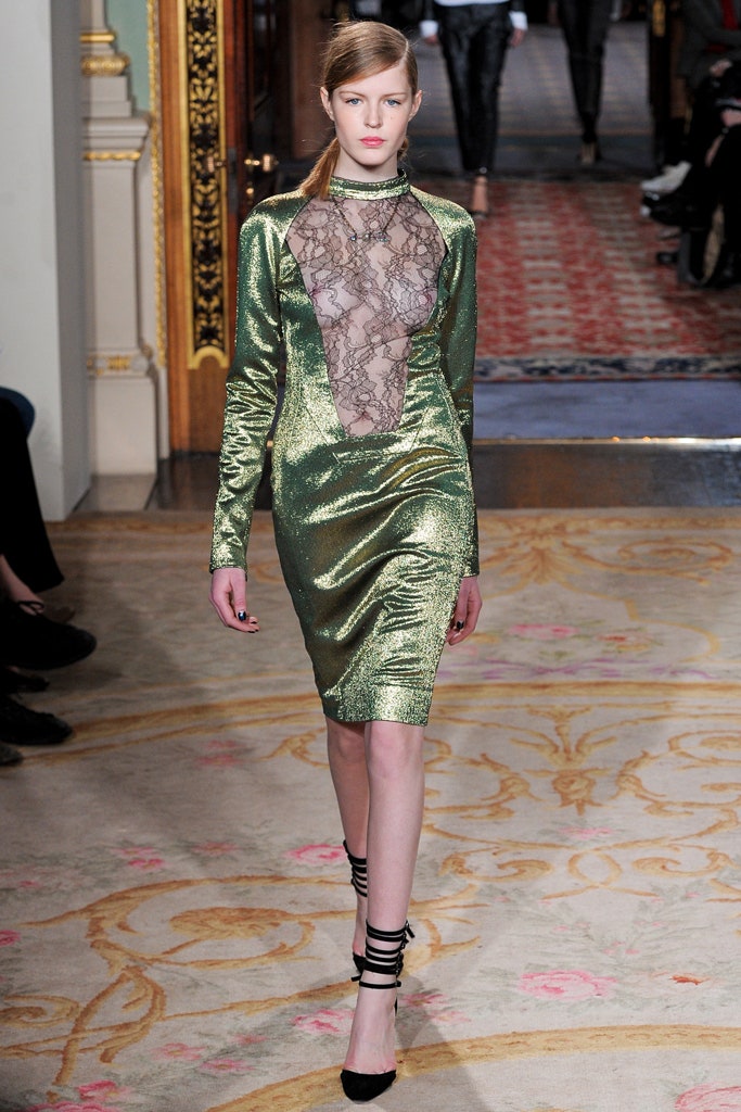 fitted green sequined dress