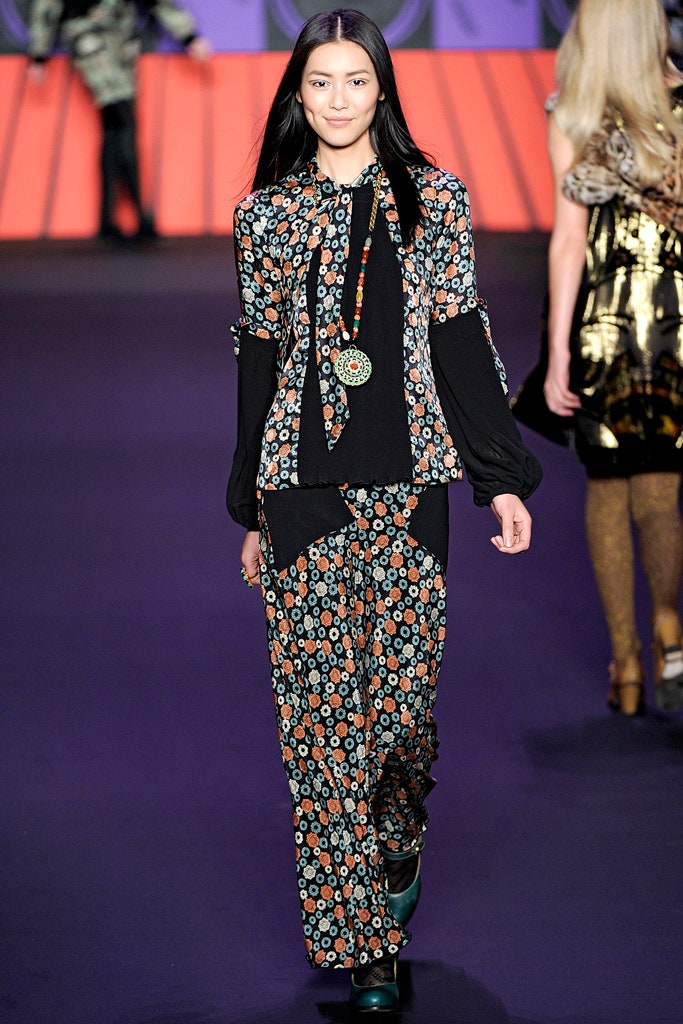 floral blouse and flared pants