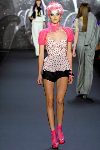 pink floral top with black shorts