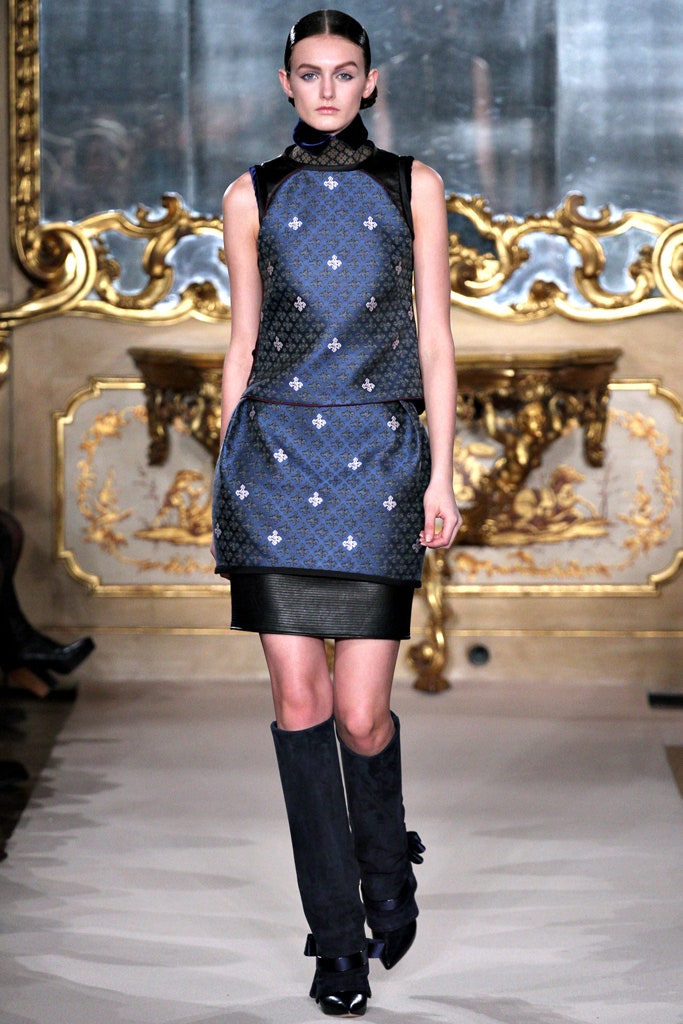 black and blue embroidered mini dress