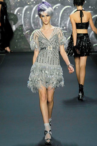 gray silk ruffled mini dress
