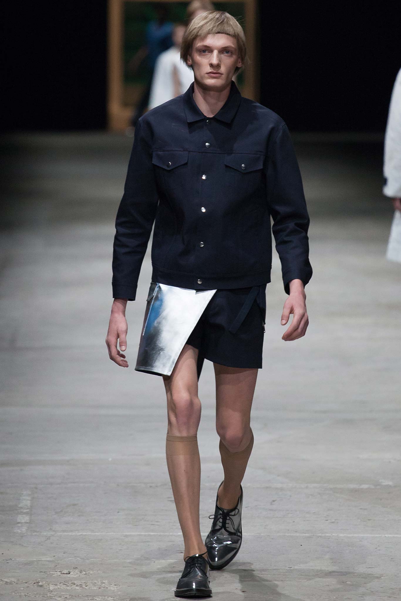 black fitted jacket and shorts