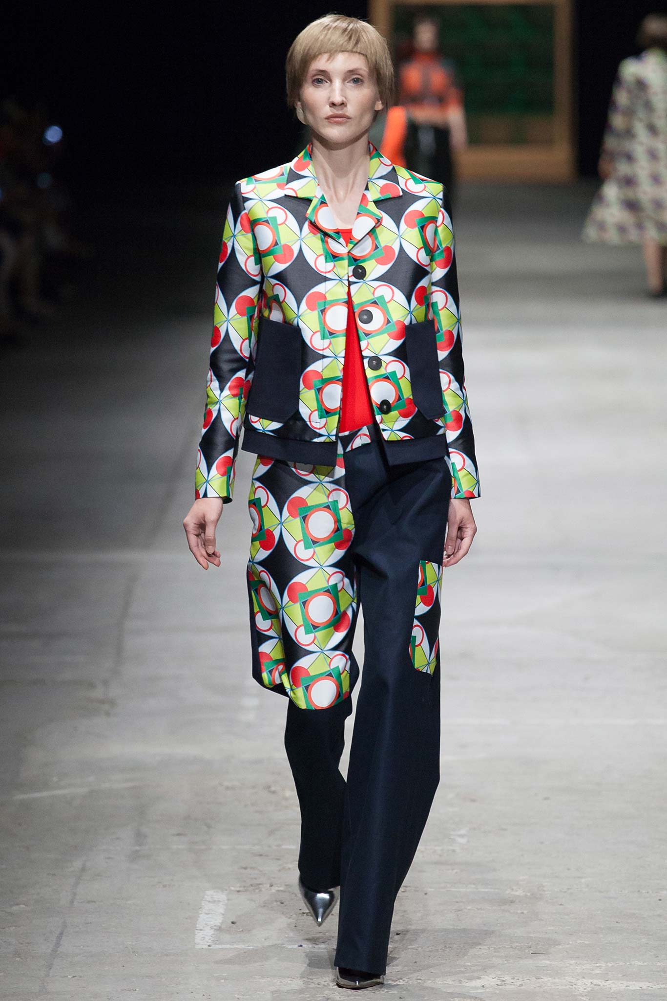 multi long-sleeve collared structured buttoned blazer