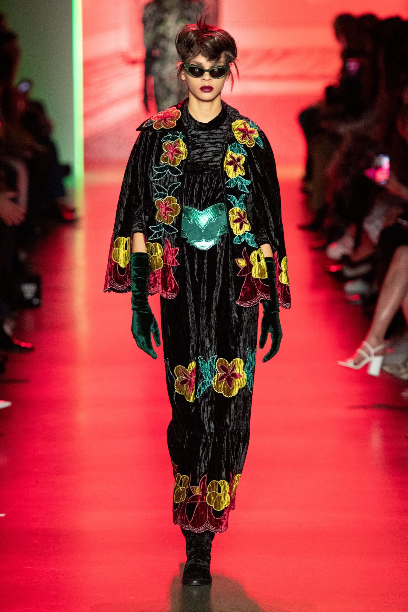 black velvet embroidered maxi dress
