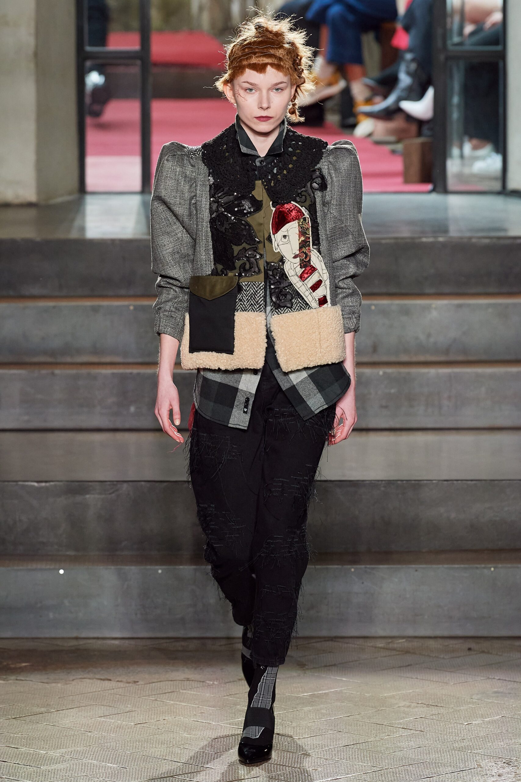 gray relaxed jacket with black pants