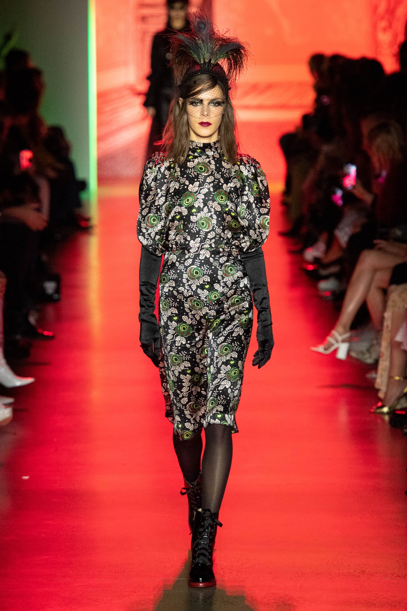black floral fitted dress