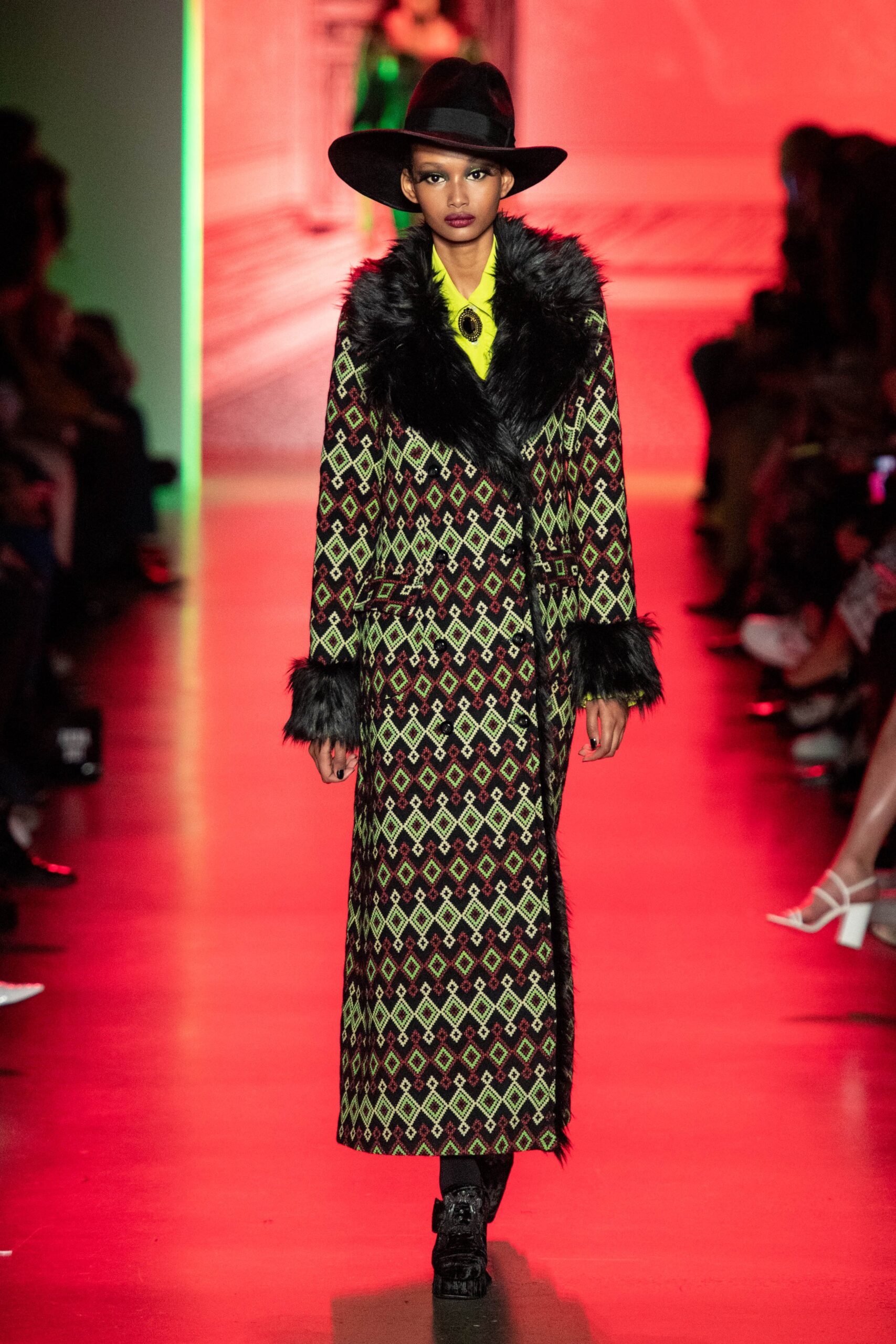 black green yellow printed coat