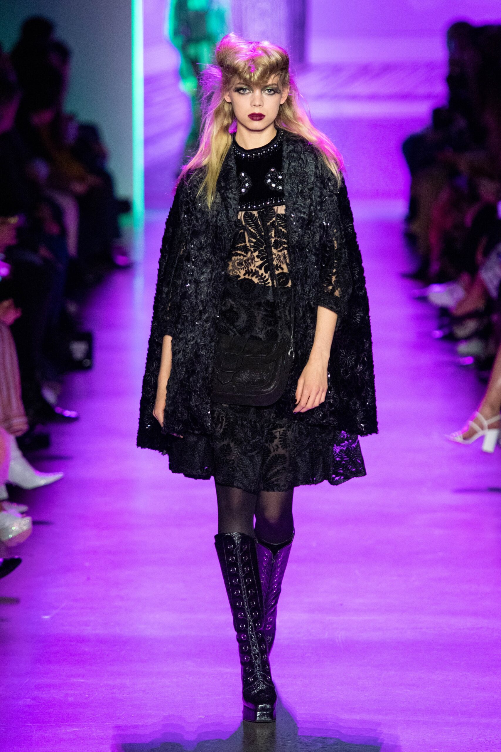 black lace cape and mini dress