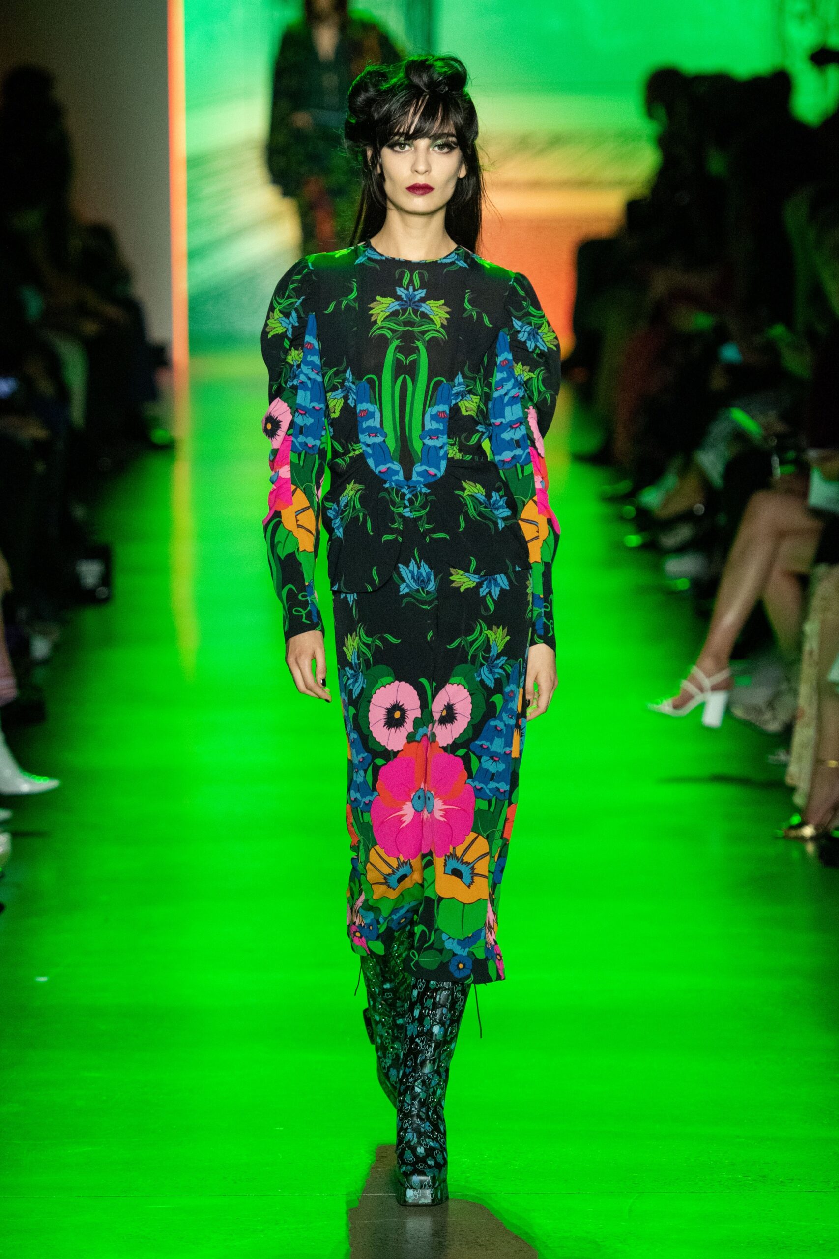 green textured boots