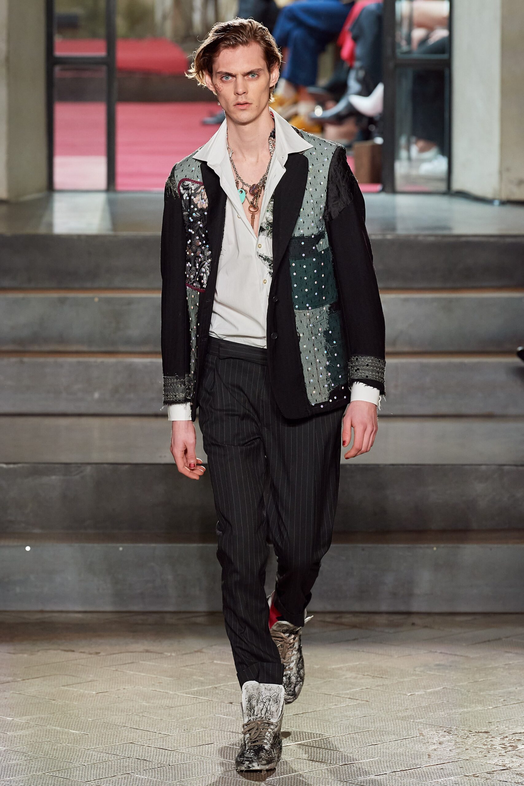 tailored black and green blazer