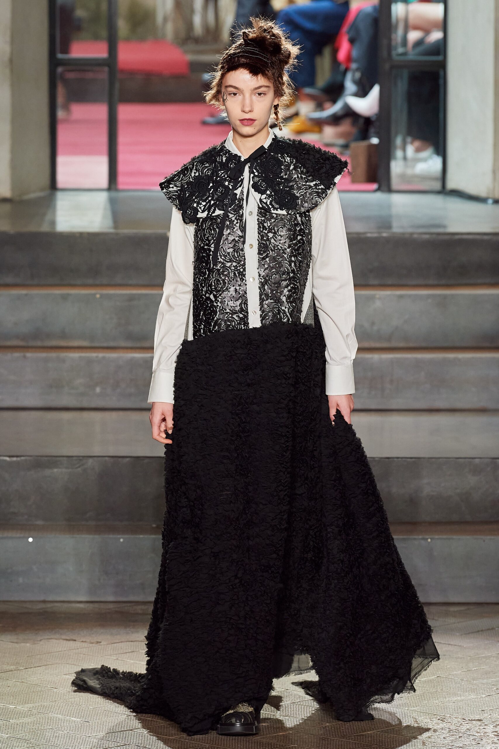 black silk pleated maxi dress