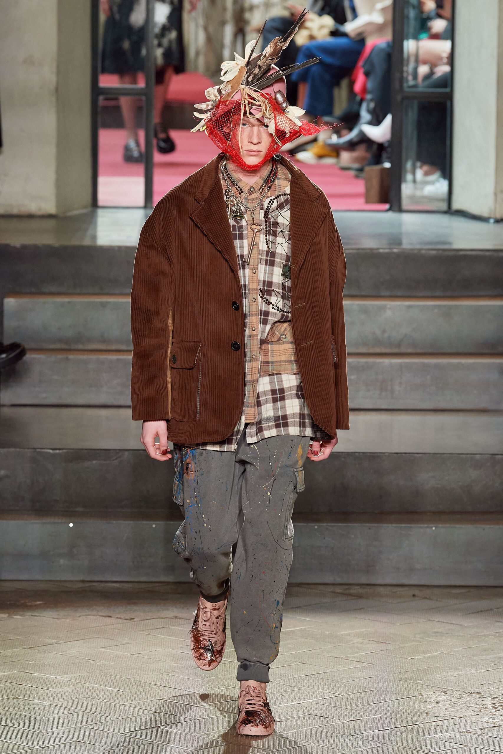 brown relaxed jacket with cargo pants