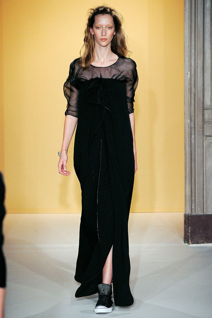 black sheer long-sleeve dress