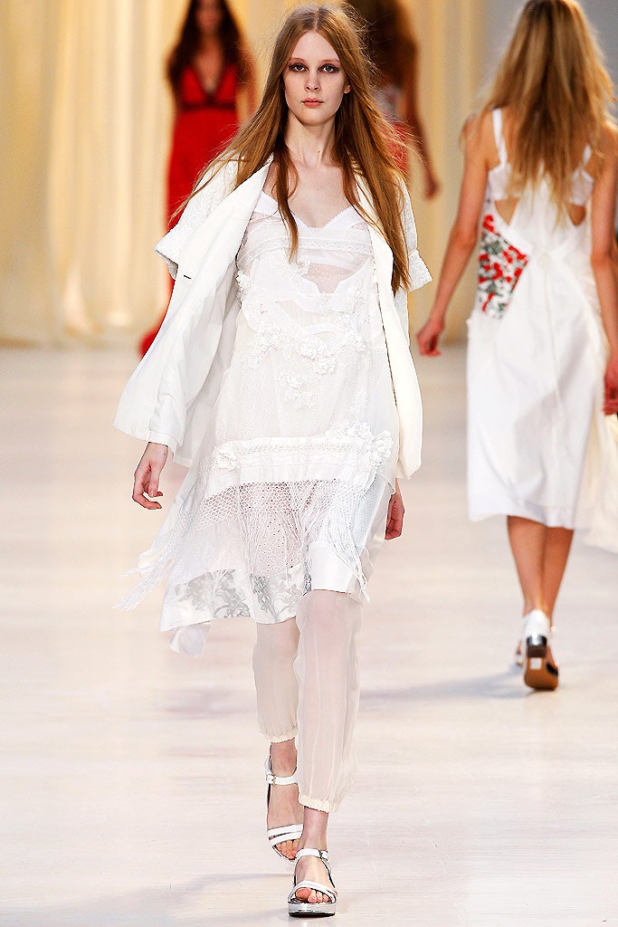 white lace midi dress and jacket