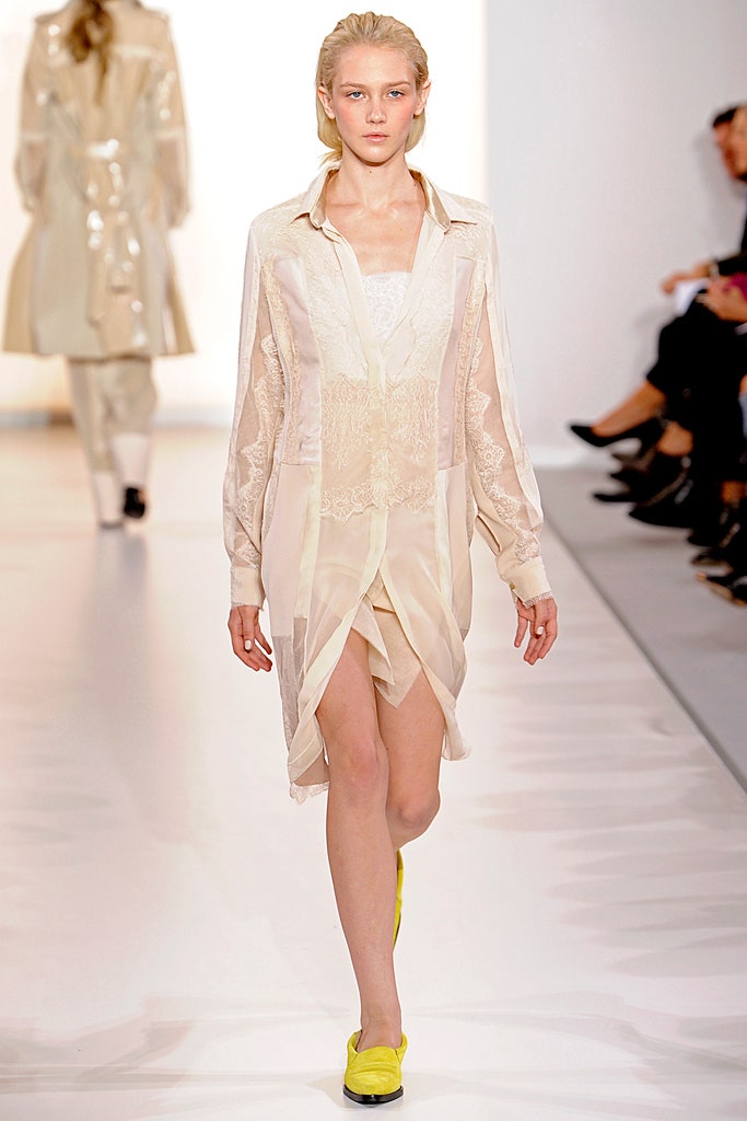 beige silk relaxed shirt-dress