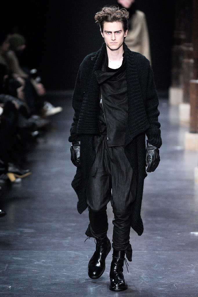 black wool coat with relaxed pants