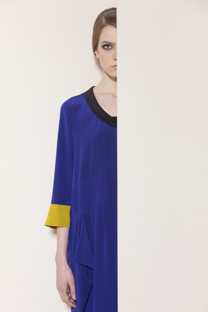 blue silk relaxed dress