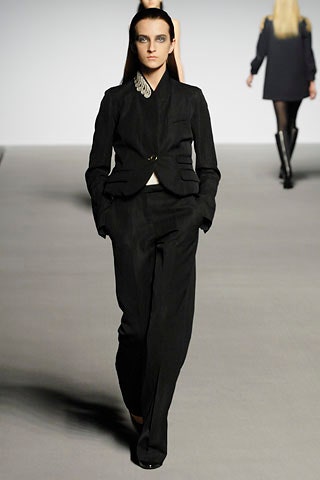 black wool long-sleeve collared tailored buttoned straight-leg suit