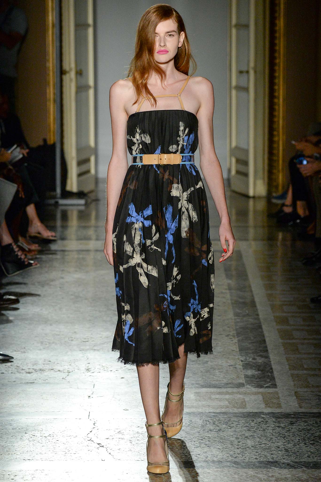 black floral midi dress