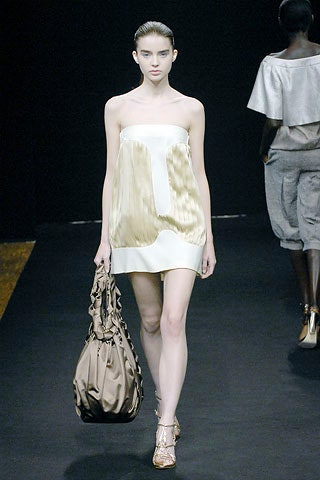 gold and white pleated dress