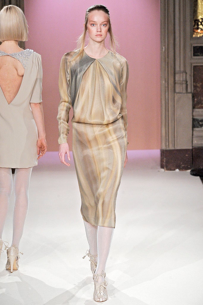 gold beige pleated midi dress