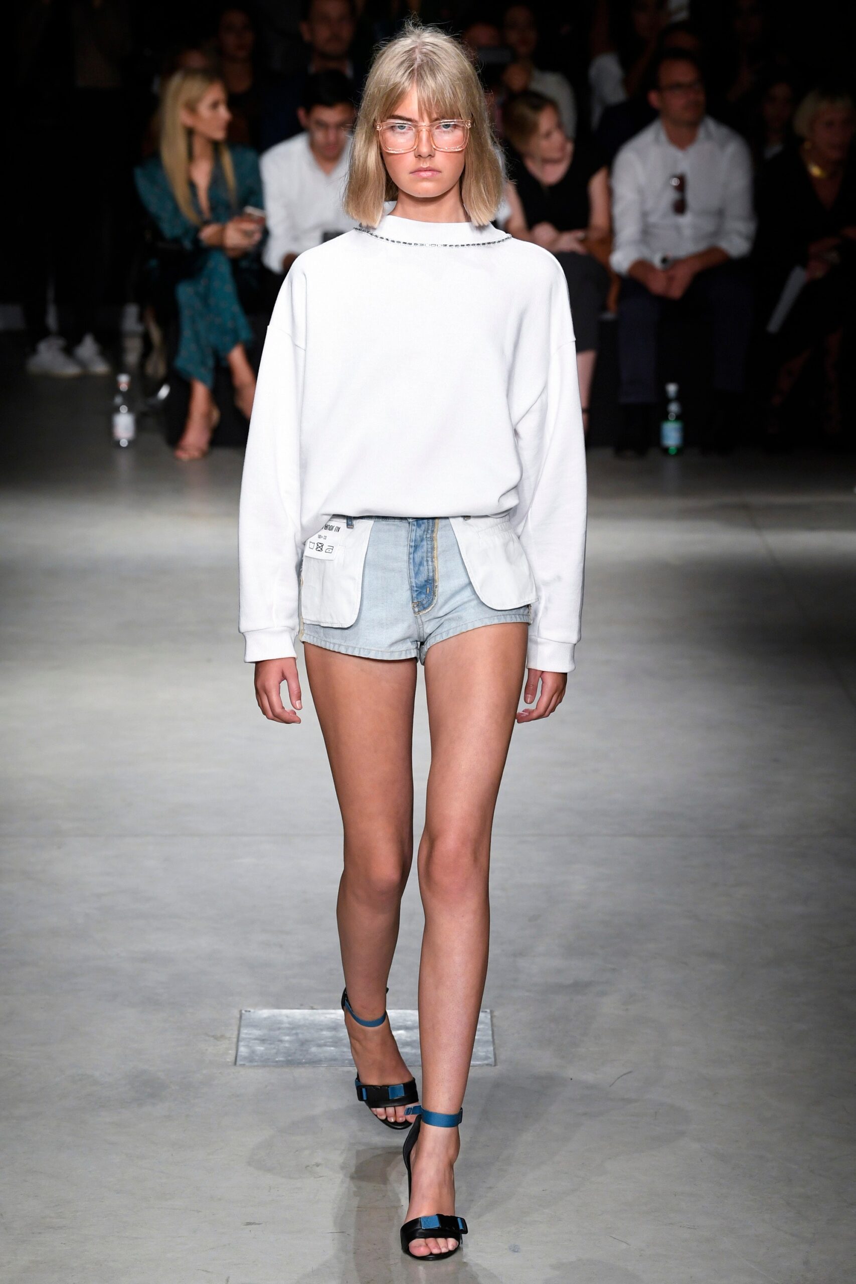white cotton long-sleeve collared relaxed cropped sweater