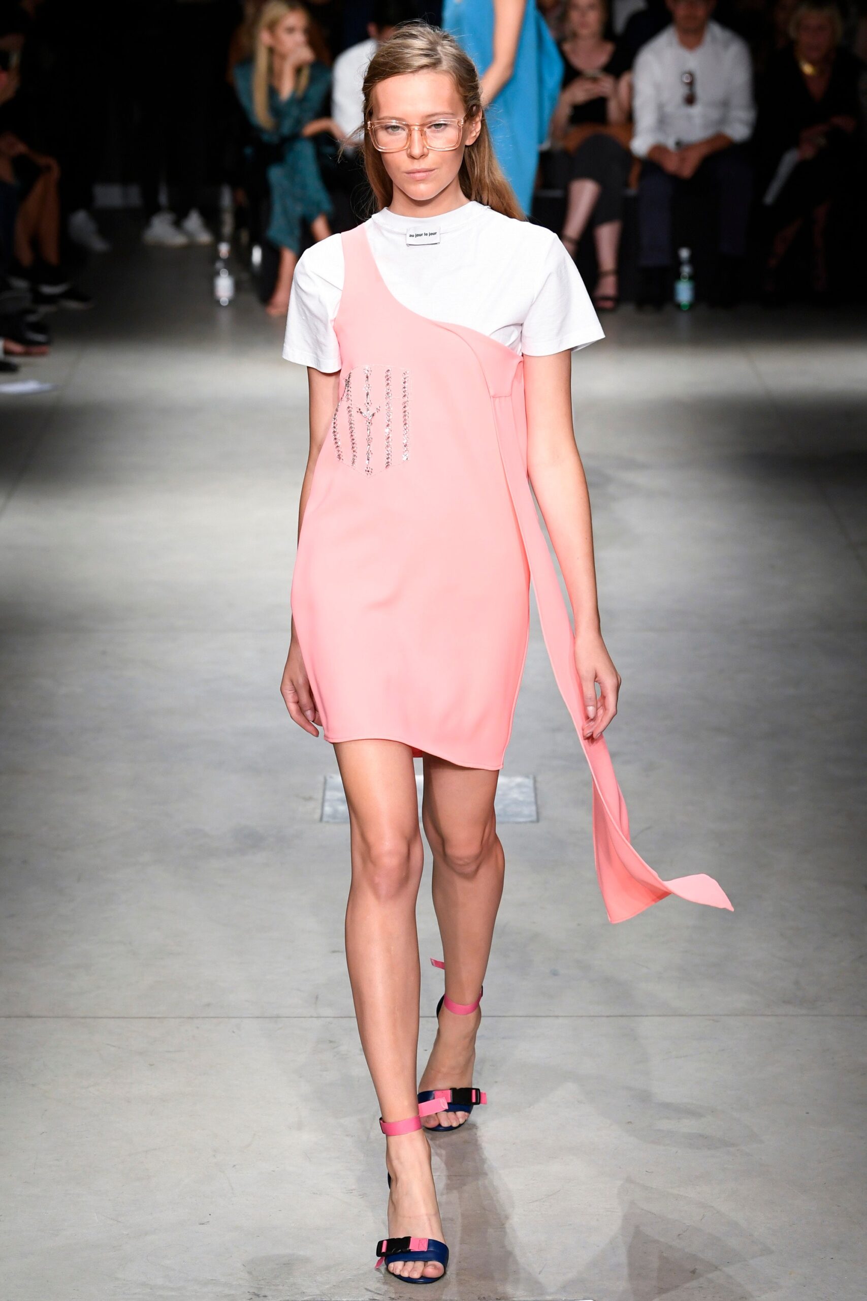 pink cotton sleeveless v-neck fitted embellished short dress