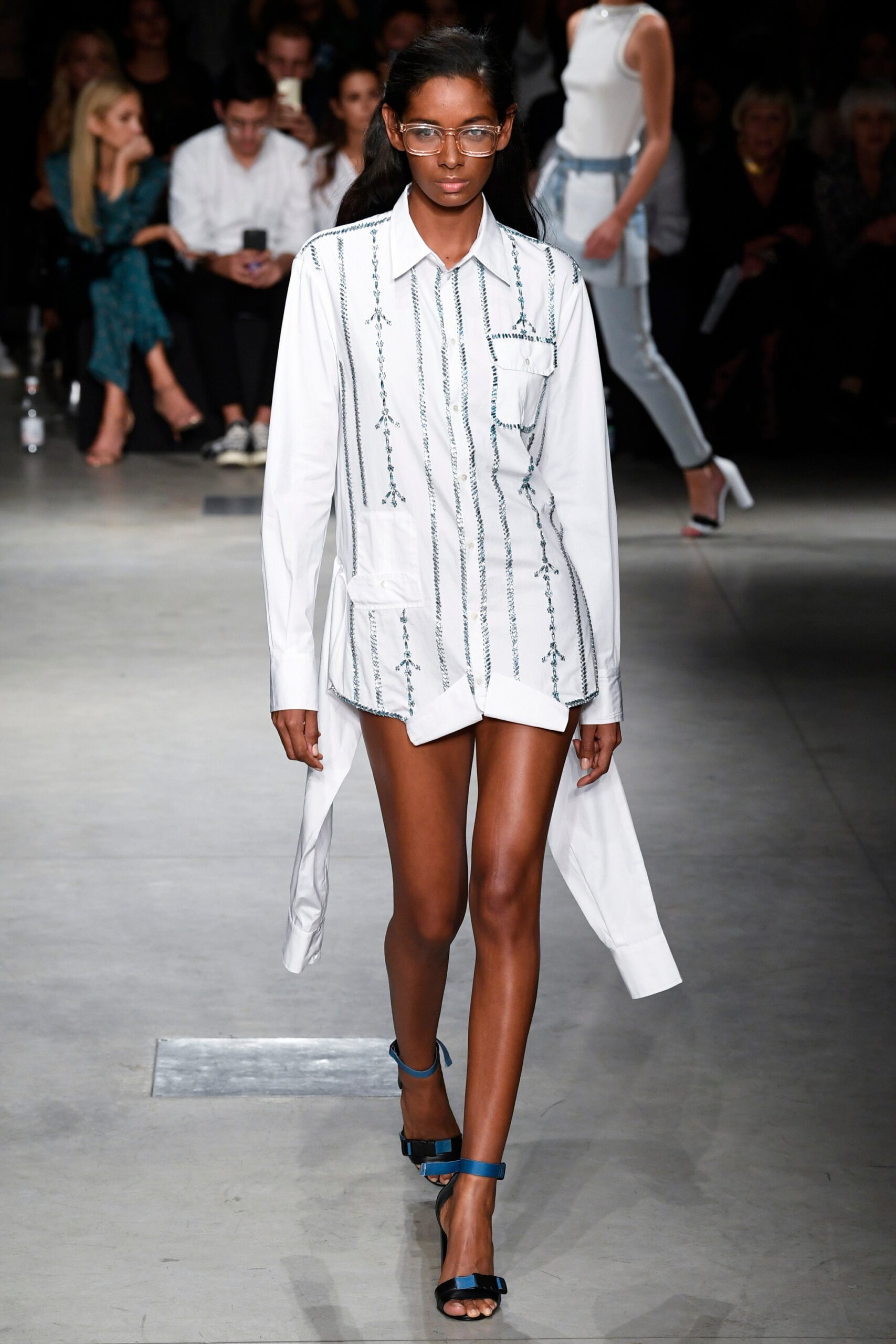 white fitted shirt-dress