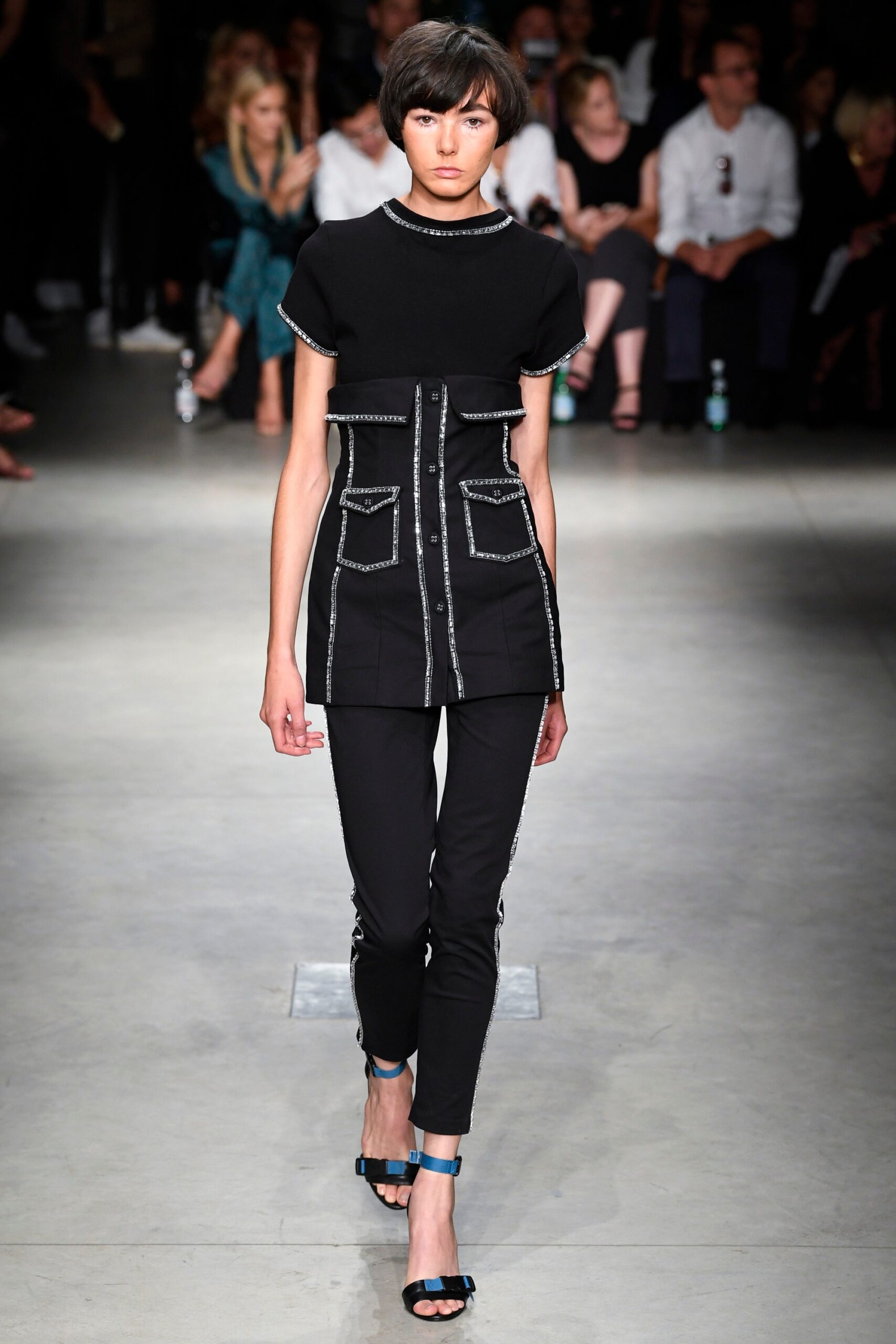 fitted black top and pants