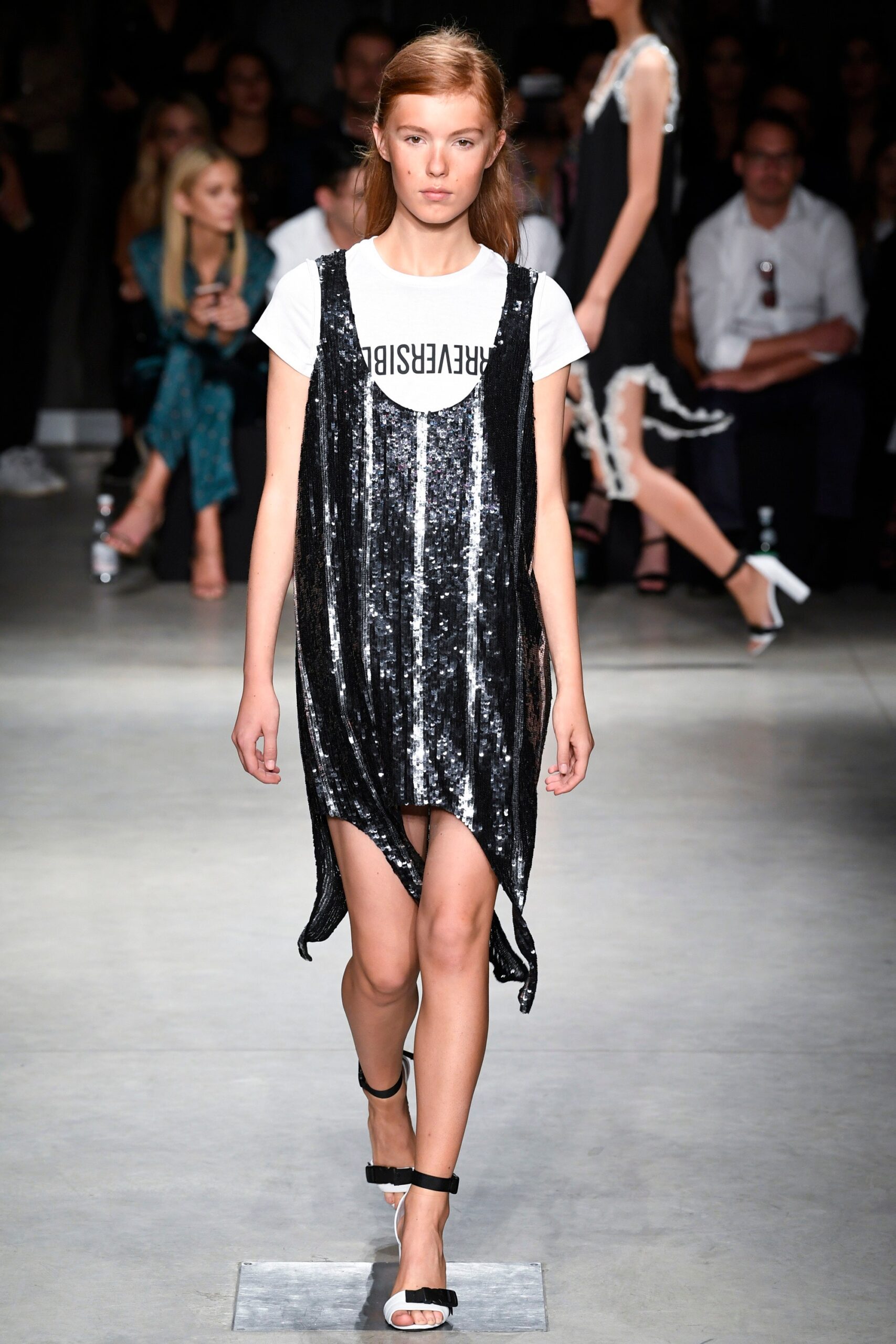 black sequin layered dress
