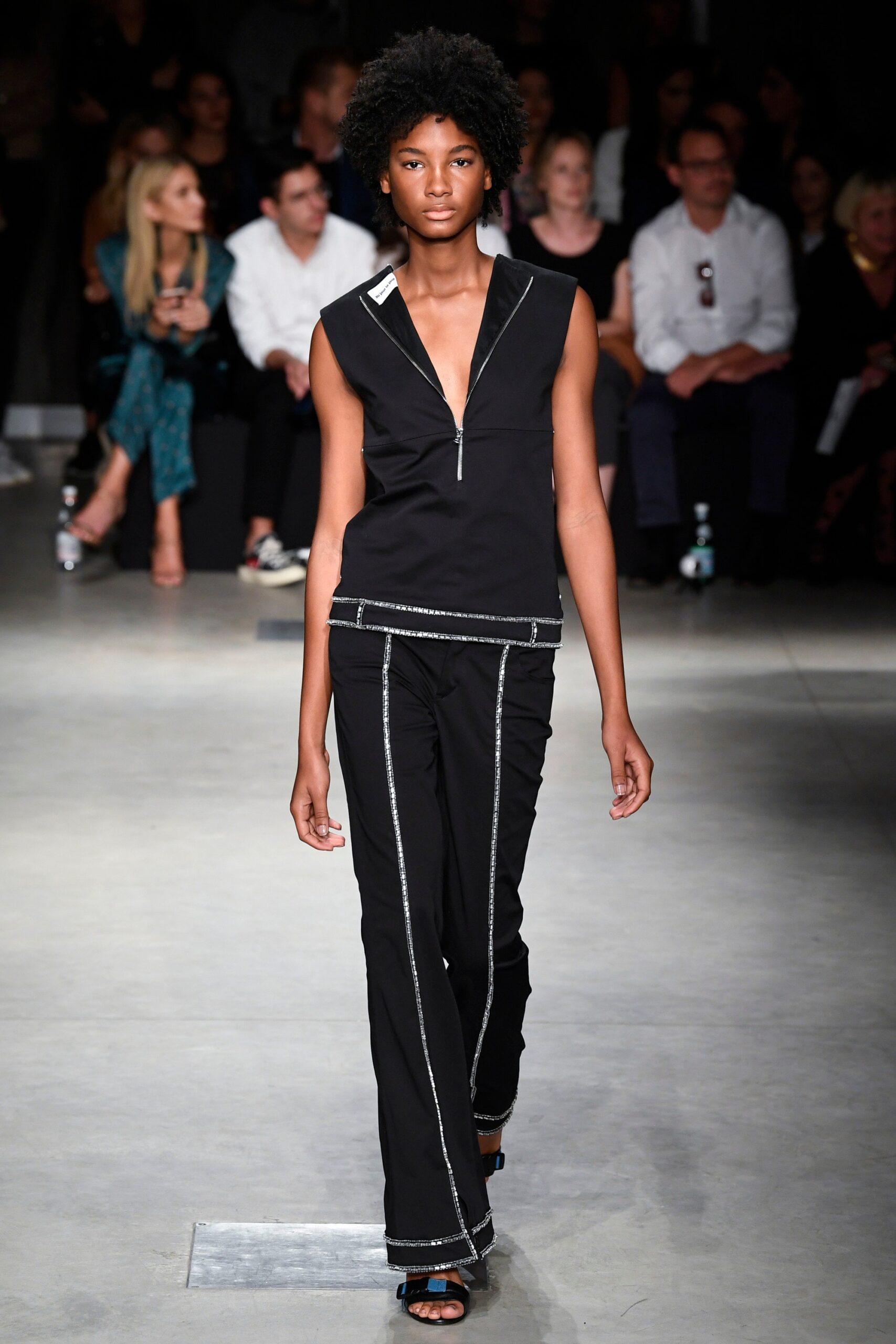 black fitted top and pants