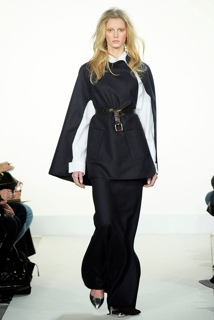 black wool cape with white shirt