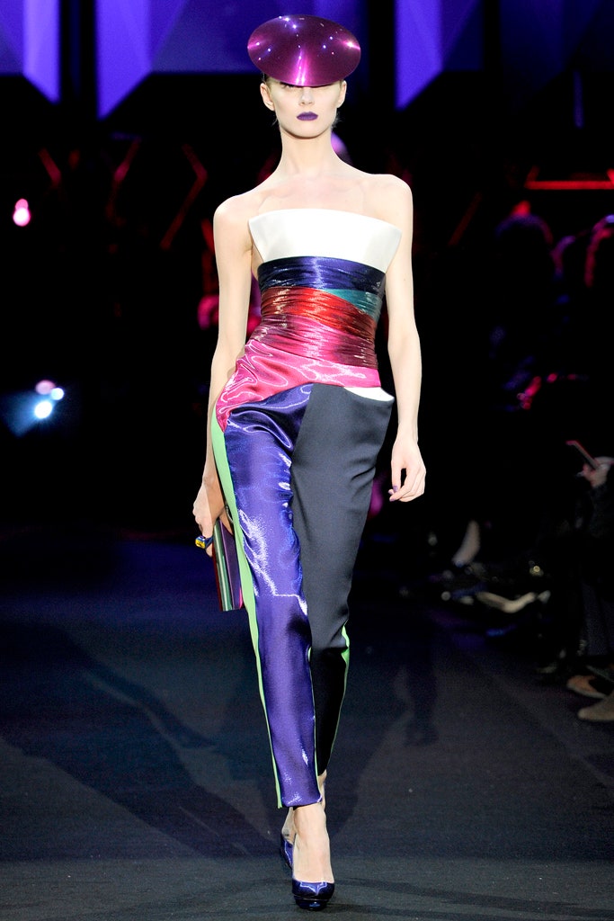 color-blocked strapless jumpsuit