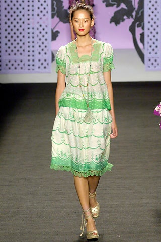 green and white tiered dress