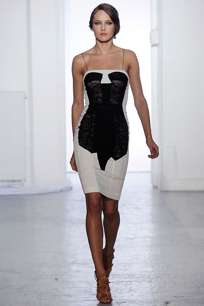 black and white fitted dress