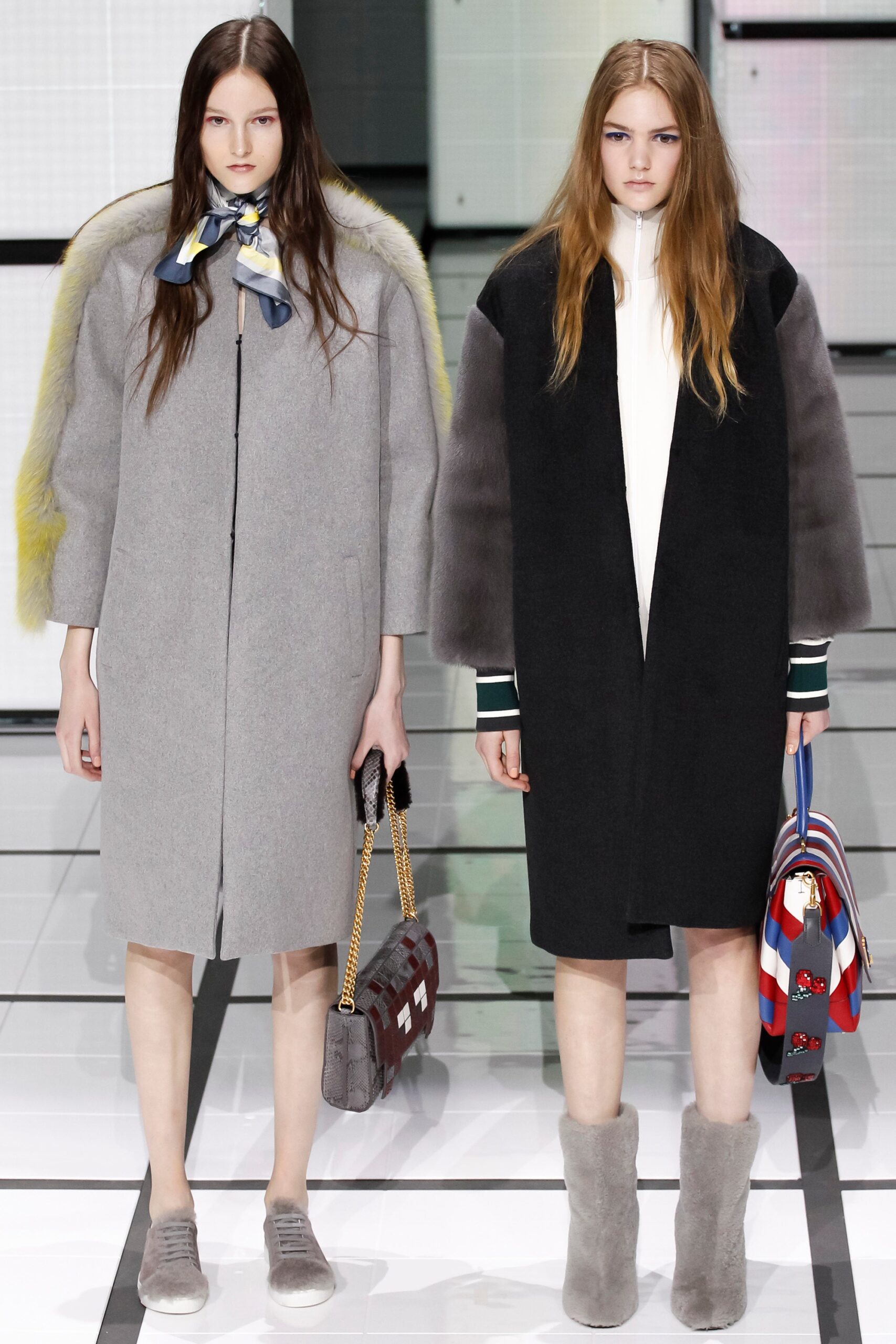 gray and black wool coats