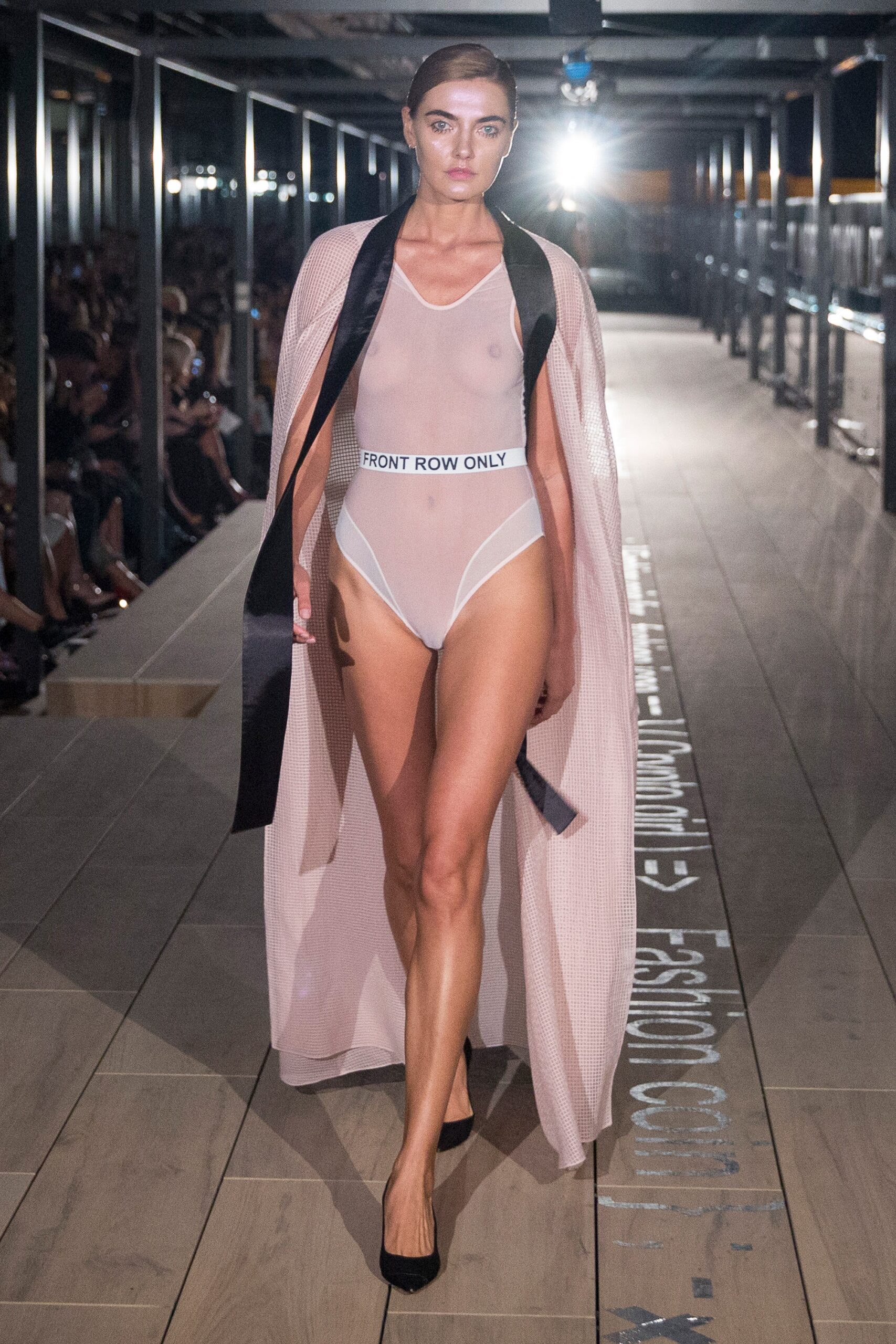 sheer pink mesh bodysuit
