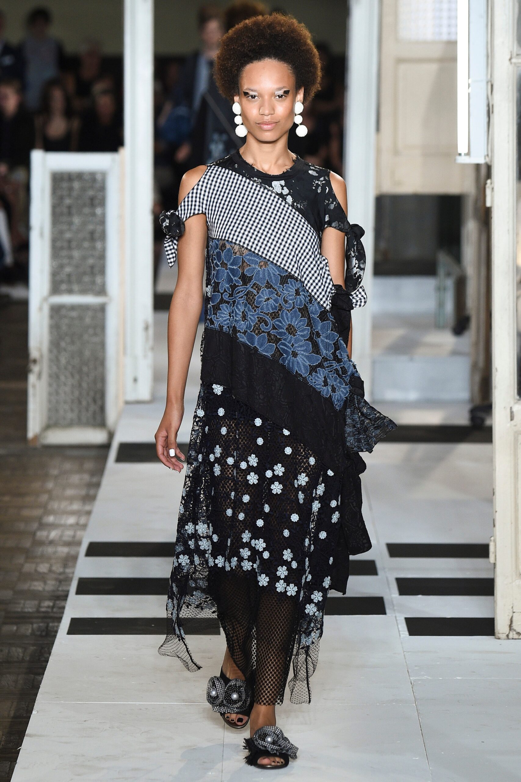 layered black and blue midi dress