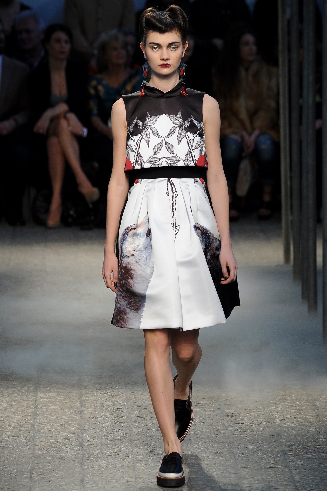 black and white printed mini dress