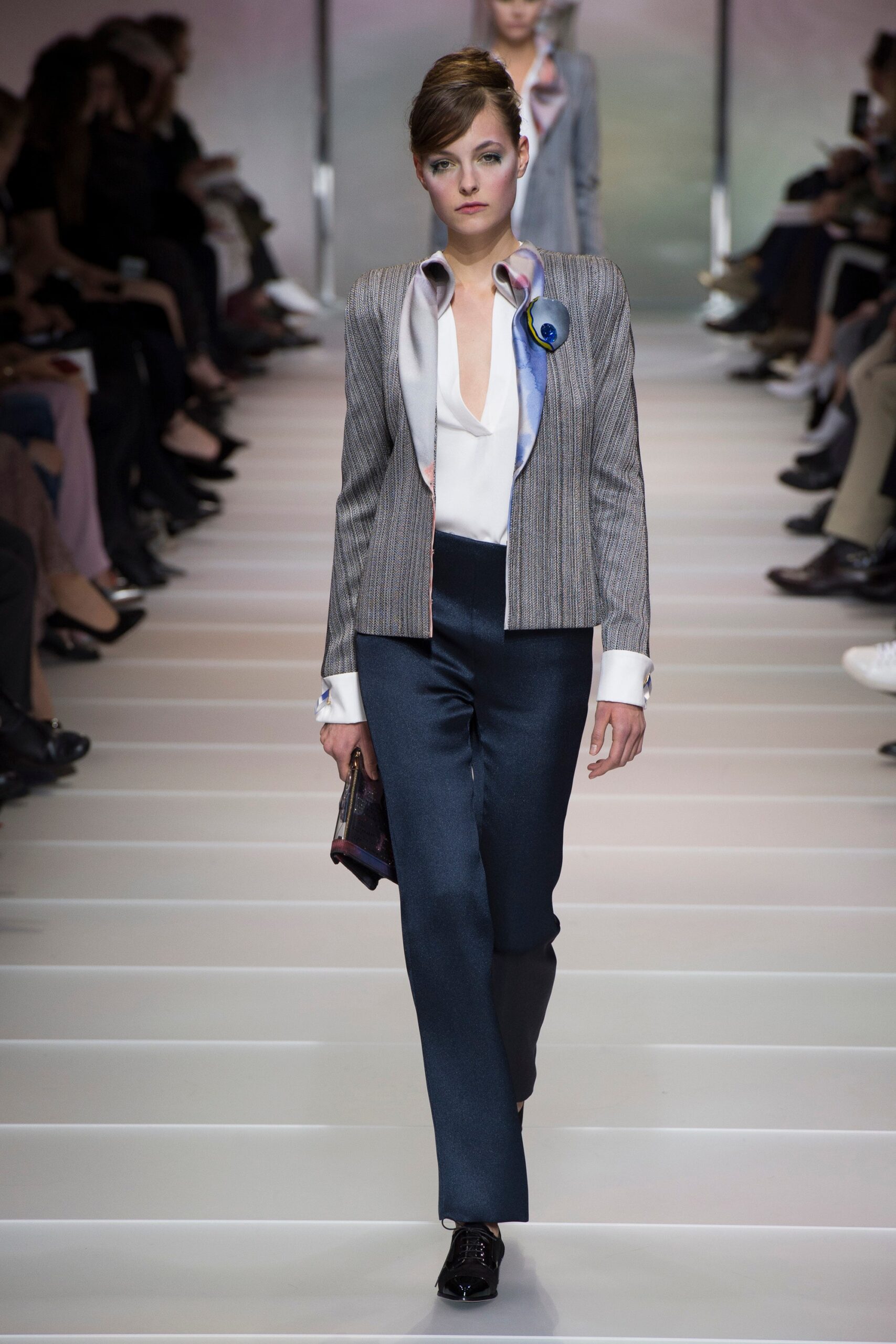 tailored gray striped blazer