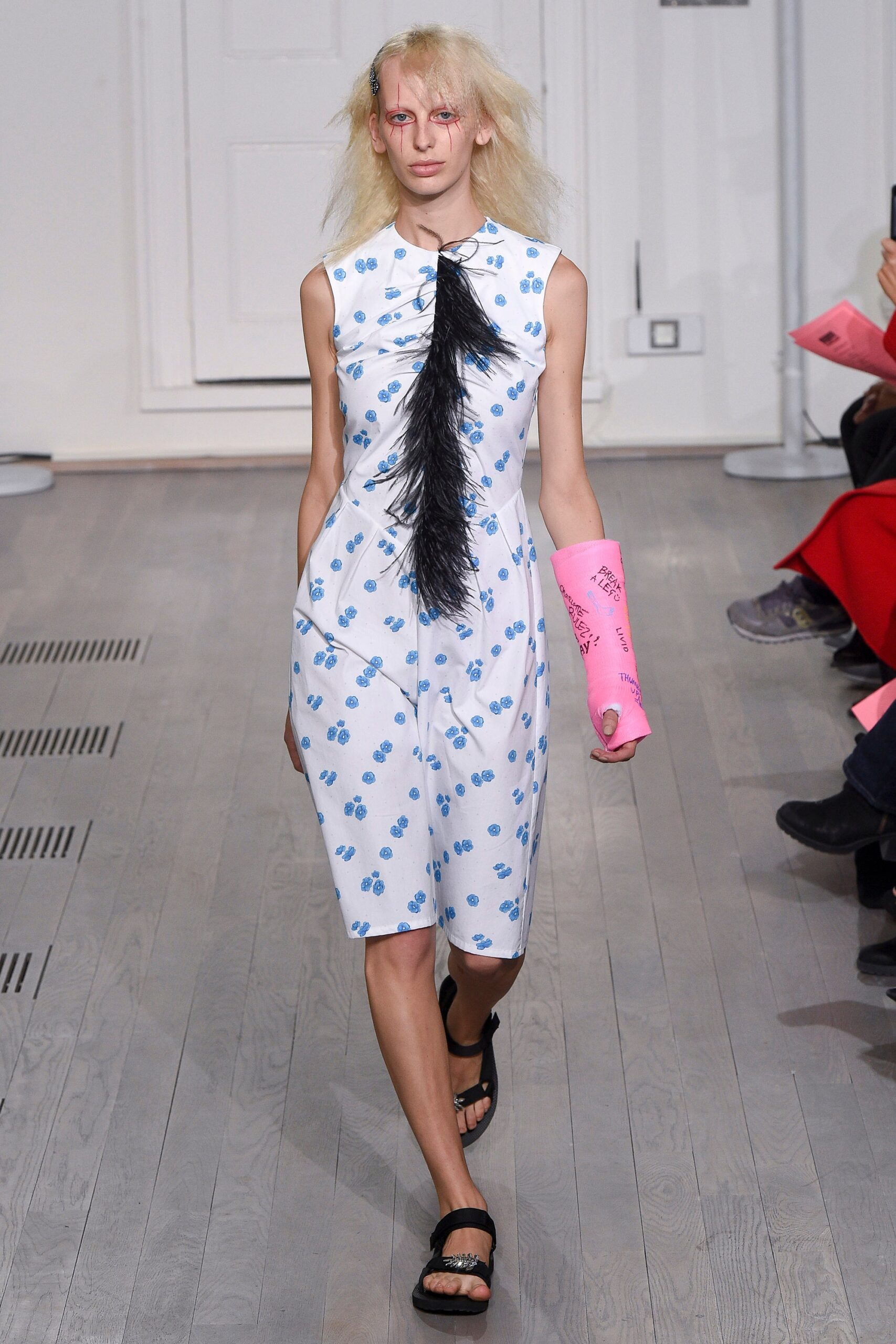 white blue pleated midi dress