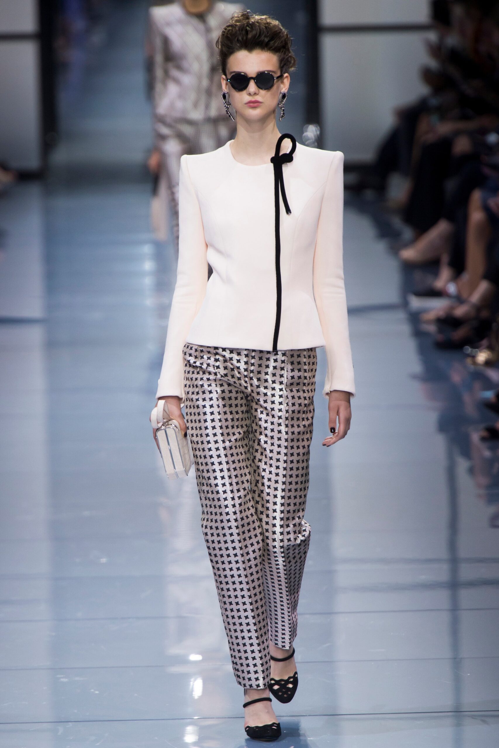 white tailored blazer with silver pants