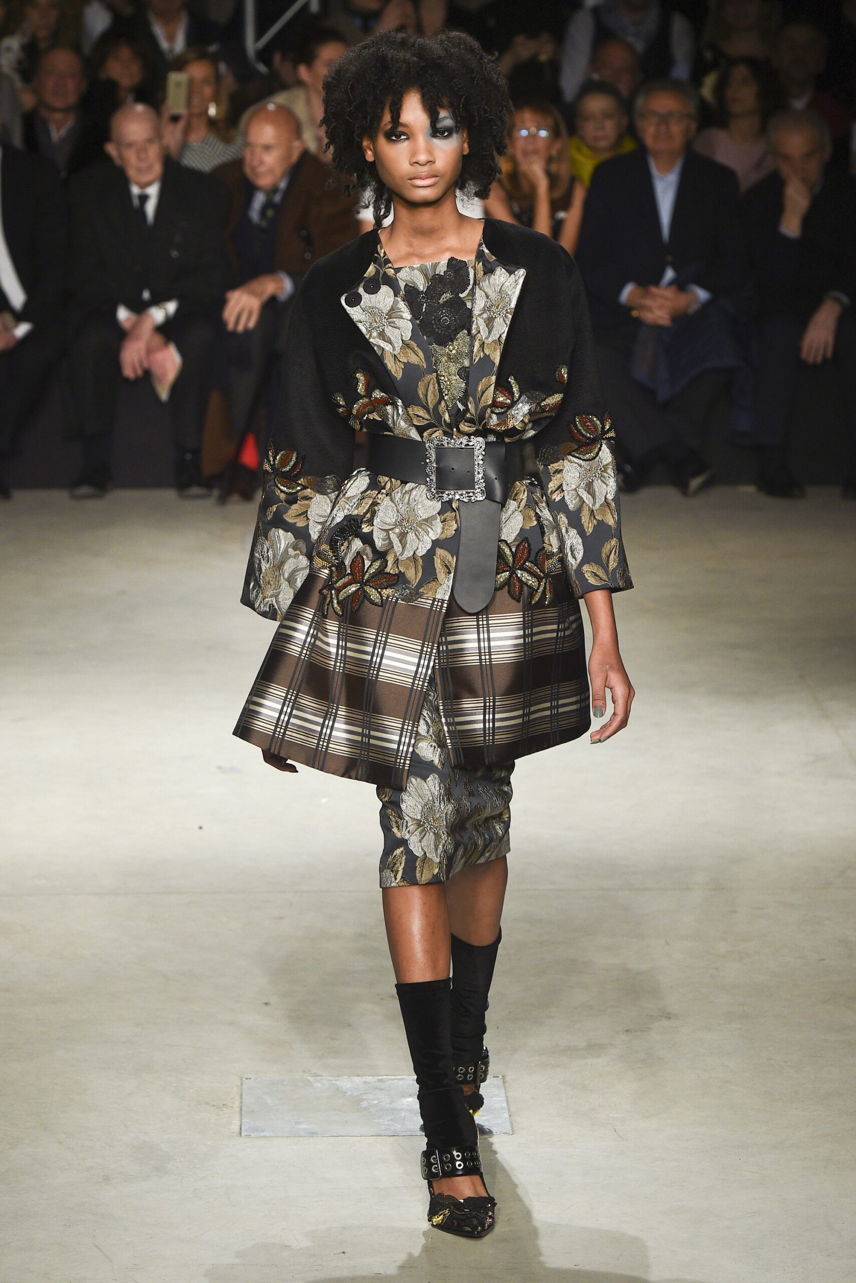 black embroidered midi dress with coat